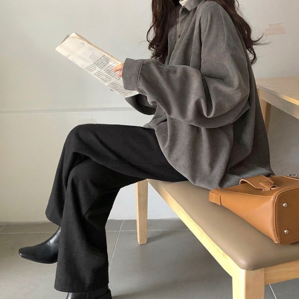 YesStyle Corduroy Long-Sleeve Loose-Fit Shirt Jacket